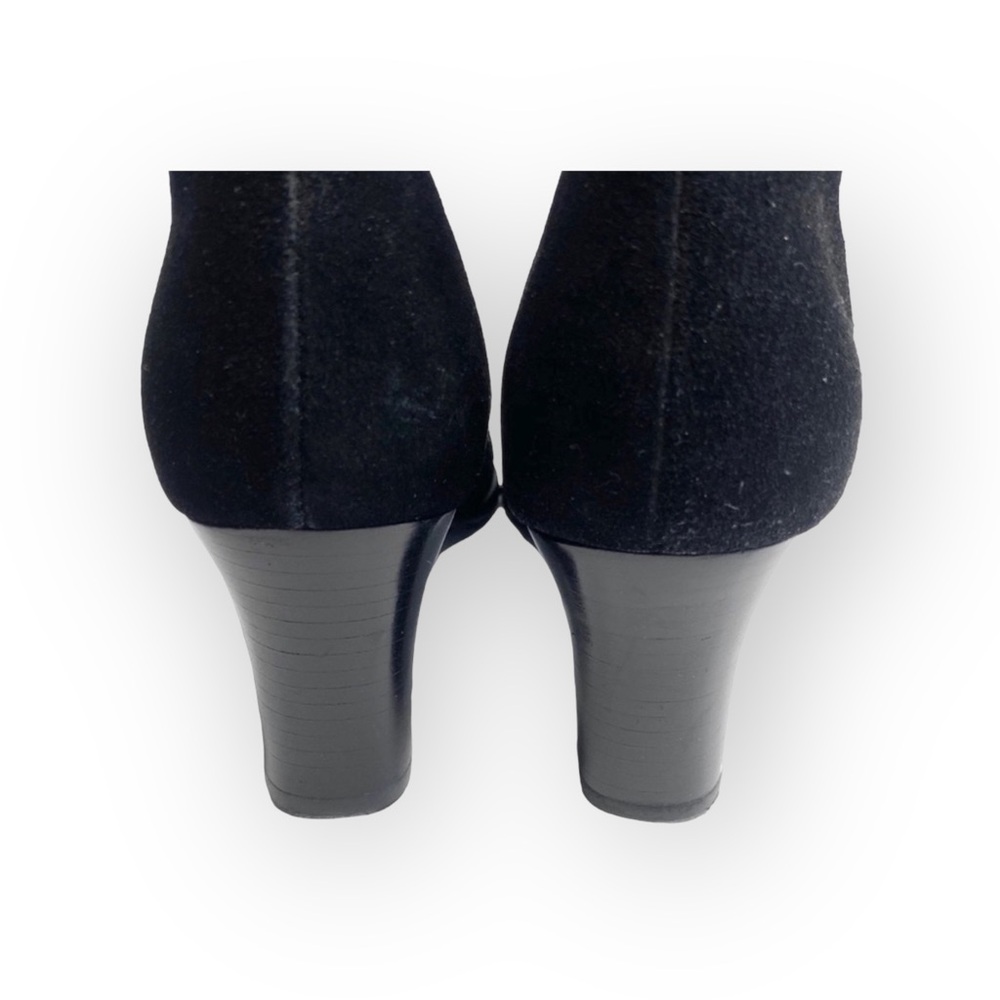 new Chico’s 𑁍 Italia Tall Metallic Embroidery Heeled Boots 𑁍 Black Suede 𑁍 6 - Picture 4 of 16